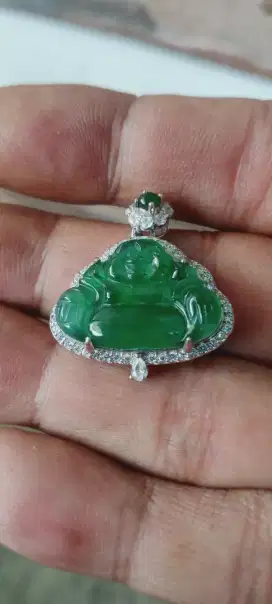 Jadeite jade type A liontin dan cincin sepasang