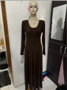 dress coklat tua super ngembang