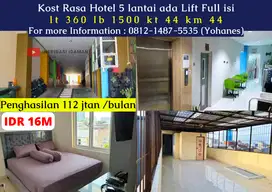 Kost Rasa Hotel 5 Lantai 44 KT Ada Lift Full Isi Gunung Sahari Jakpus