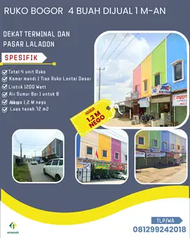 Ruko Bogor Harga 300 Jt-an Dekat Terminal Dan Pasar Laladon