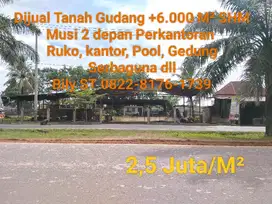 Tanah +6000 M gudang pool Musi 2 palembang murah