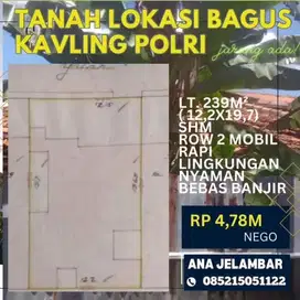 TANAH UK 12.2X19.7M LOKASI BAGUS DI KOMP KAVLING POLRI JELAMBAR ANA