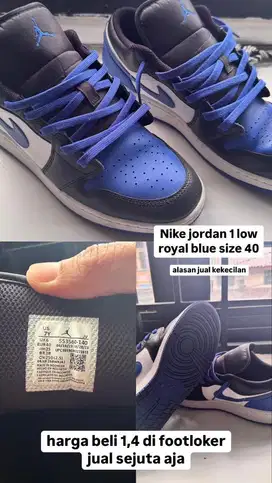 muraaaahhhhh!!! baru pake sekali !! nike air jordan low 1 royal blue