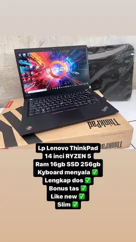 Laptop lenovo thinkpad tyzen 5 ram 16gb kyboard menyala ✅✅