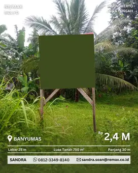 Dijual Tanah Sawah Seluas 750 m2 Lokasi Strategis