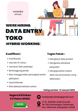 Kami Membuka Lowongan Kerja sebagai Staff Entry Data Untuk Toko Kami