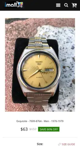 Jam tangan Seiko 5 Vintage 7009 Unik Original.