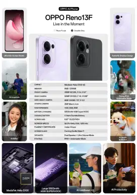 P.O HP OPPO RENO 13 F 5G RAM 12/256GB GARANSI RESMI