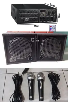 Pake set sound system karaoke 12 in stereo