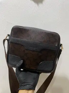 Tas coach kamera bag leather signature