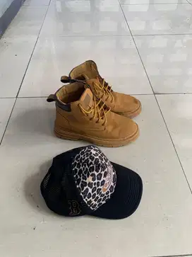 jual sepatu alternatif timberland dan topi leopard