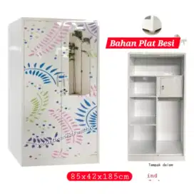 Lemari Besi Lemari Pakaian Plat besi 2pintu 85cm Lemari anti rayap