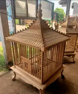 Kandang sangkar ayam hias kayu jati