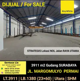 Dijual 3991 m2 Gudang Margomulyo Permai Surabaya -NOL Jalan RAYA  -SHM