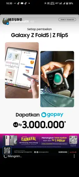 Promo dapatkan Gopay senilai Up 3 juta untuk pembelian z fold/flip 5