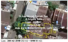 Di Jual Rumah Tua , Bentuk L,  Jl.Srigala, Mks