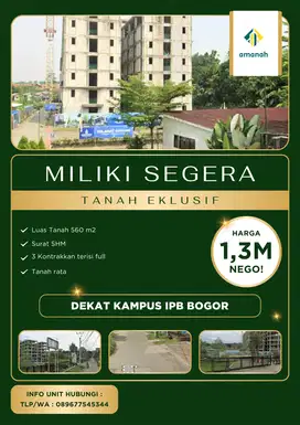 Tanah Dijual Dekat Apartemen kos Dekat Kampus IPB Dramaga Bogor