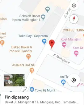 Tanah Kosong Jl Muhajirin II  17.5X13.5  cck kos Rumah Tinggal Dkt UNM