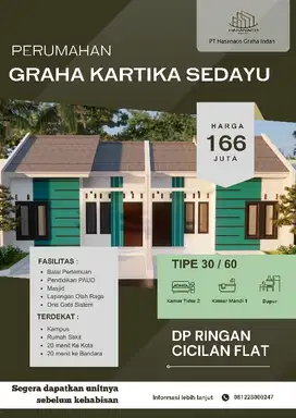 Rumah Murah DP Ringan Angsuran Ringan Flat Dekat Kota Jogja