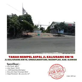 Tanah SHM Nempel Aspal Jl Kaliurang 388 m2 Cocok Usaha