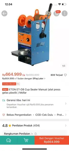 Mesin Cup Sealer Eton (Molar)