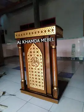 Mimbar masjid mushola bahan kayu jati minimalis #01
