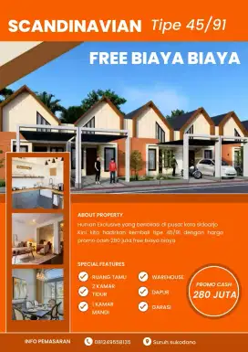 Promo rumah tipe 45/91 free biaya biaya