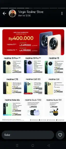 REALME 13+ RAM 12/256 CICILAN 0%