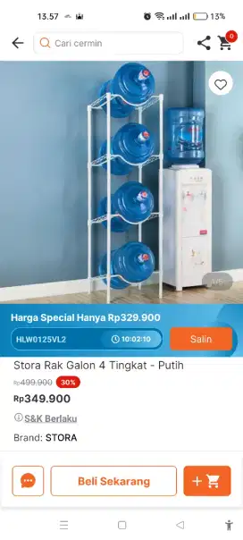 Dijual Rak Galon 4 tingkat + galon Aqua 2 pcs