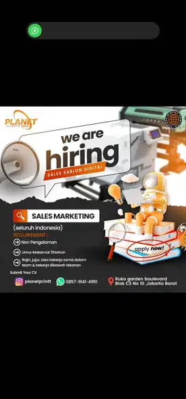 Dibutuhkan Telemarketing & Sales