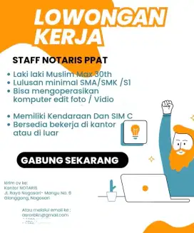 Lowongan pekerjaan Kantor Notaris PPAT