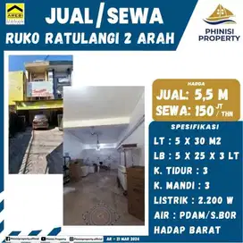 DIJUAL Ruko tengah kota posisi strategis Jalan Ratulangi Siap Usaha