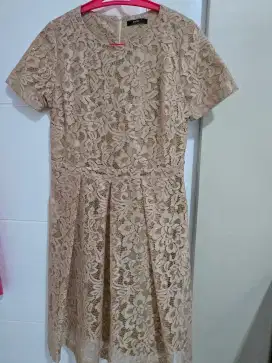 Dress pesta ORI merk Eprise brukat cokelat