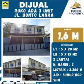 DIJUAL Ruko tengah Kota Jalan Bonto Lanra