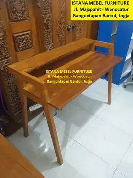 Meja Komputer Kerja Kantor Laptop Tulis Belajar Rak Susun Tingkat Kayu