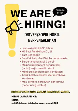 Dicari Driver berpengalaman