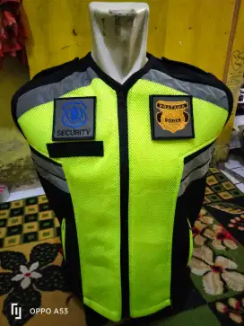 Rompi Double mes jala Hijau stabilo Custom logo Security