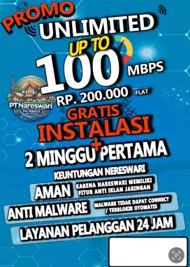 PROMO! Wifi Nareswari 200ribu flat selamanya!