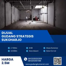 Dijual Gudang Industri,Lokasi Grogol Sukoharjo 250m2 Bu!