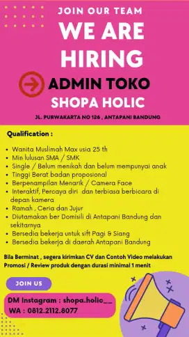 LOKER ADMIN DAN PENJAGA TOKO