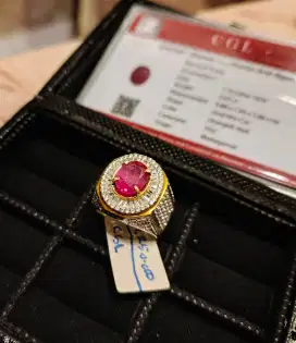 Cincin Permata Natural Ruby Madagascar 3ct Perak Tapper