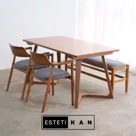 Dining Chair Aesthetic | Meja Makan Minimalis Modern Japandi Kayu Jati