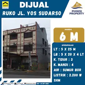 DIJUAL RUKO 4 LANTAI DI JALAN POROS YOS SUDARSO AREA SANGAT RAMAI