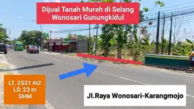 Jual tanah strategis pinggir jalan raya selang Wonosari Gunungkidul