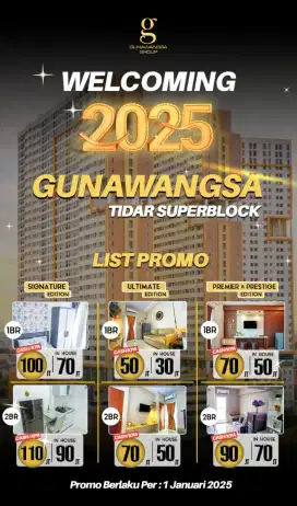 BARU Apartemen Gunawangsa Tidar Surabaya Pusat 1/2 BR Furnish Lengkap