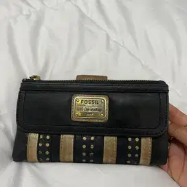 Preloved Dompet Fossil Emory PW Clutch Black Gold Vintage jarang ada