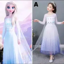 Dress princess frozen gradasi tuk 6th new import promo