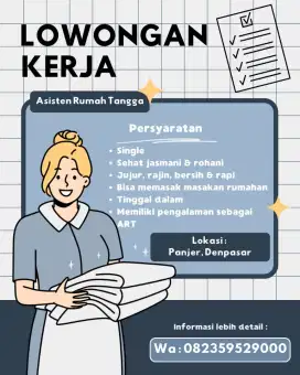 Dicari Asisten Rumah Tangga