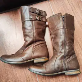 Sepatu Boots Wanita Musim Dingin Kulit Original Zara Size 37