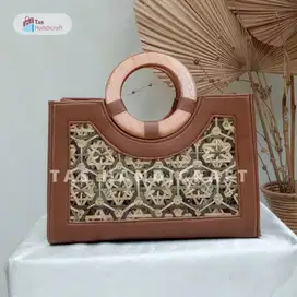 Tas Hampers Kulit Sintetis Bambu Handle Kayu Eksklusif Custom Terlaris